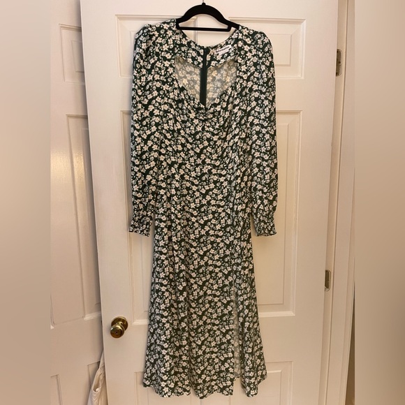 reformation green and white dress Rent The Casette Floral Linen Maxi Dress By Reformation main image 1